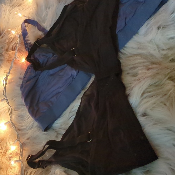 Women's Maternity Black and Blue Bralette Set - Picture 2 of 6